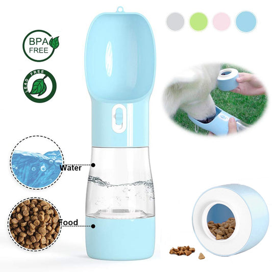 PetGo 2-in-1 Portable Dog Water Bottle & Food Container – Leak-Proof Travel Feeder for Dogs & Cats