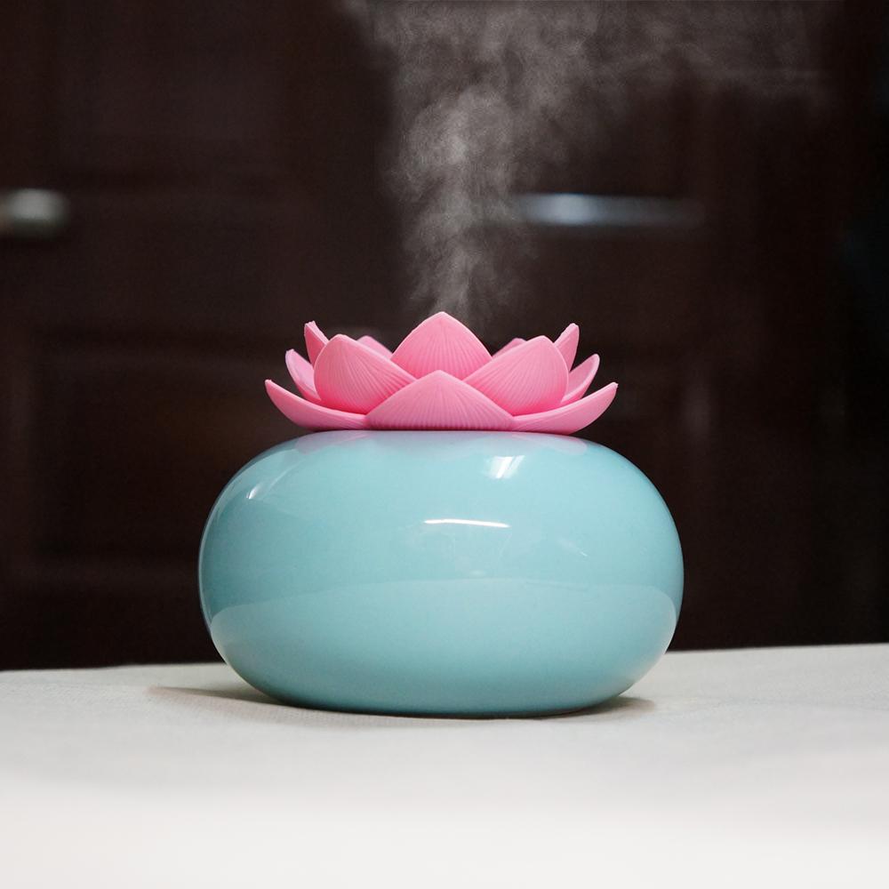 Lotus Ceramic Aroma Diffuser – 200 ml Ultrasonic Essential Oil Humidifier