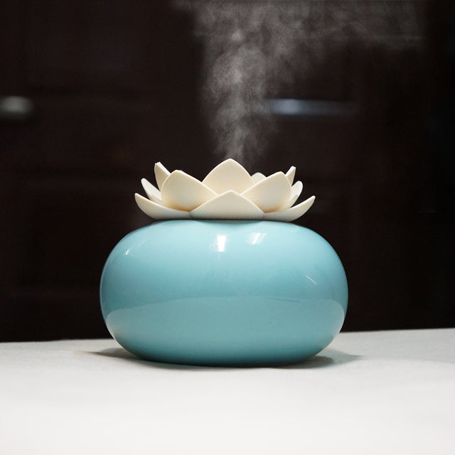 Lotus Ceramic Aroma Diffuser – 200 ml Ultrasonic Essential Oil Humidifier