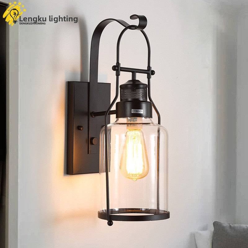 Creative and unique retro industrial style glass wall lamp
