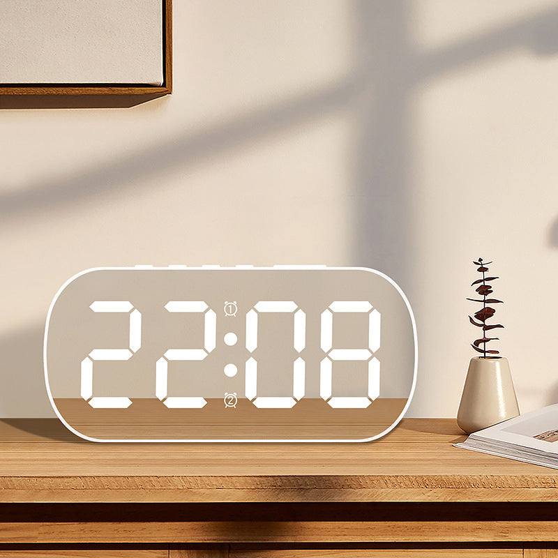 MirrorView LED Digital Alarm Clock – Desktop & Bedside Display with Snooze Function