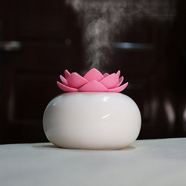 Lotus Ceramic Aroma Diffuser – 200 ml Ultrasonic Essential Oil Humidifier
