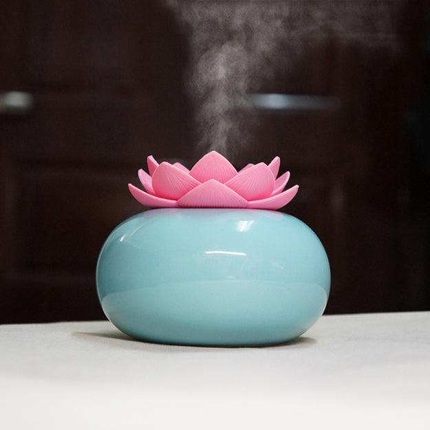 Lotus Ceramic Aroma Diffuser – 200 ml Ultrasonic Essential Oil Humidifier