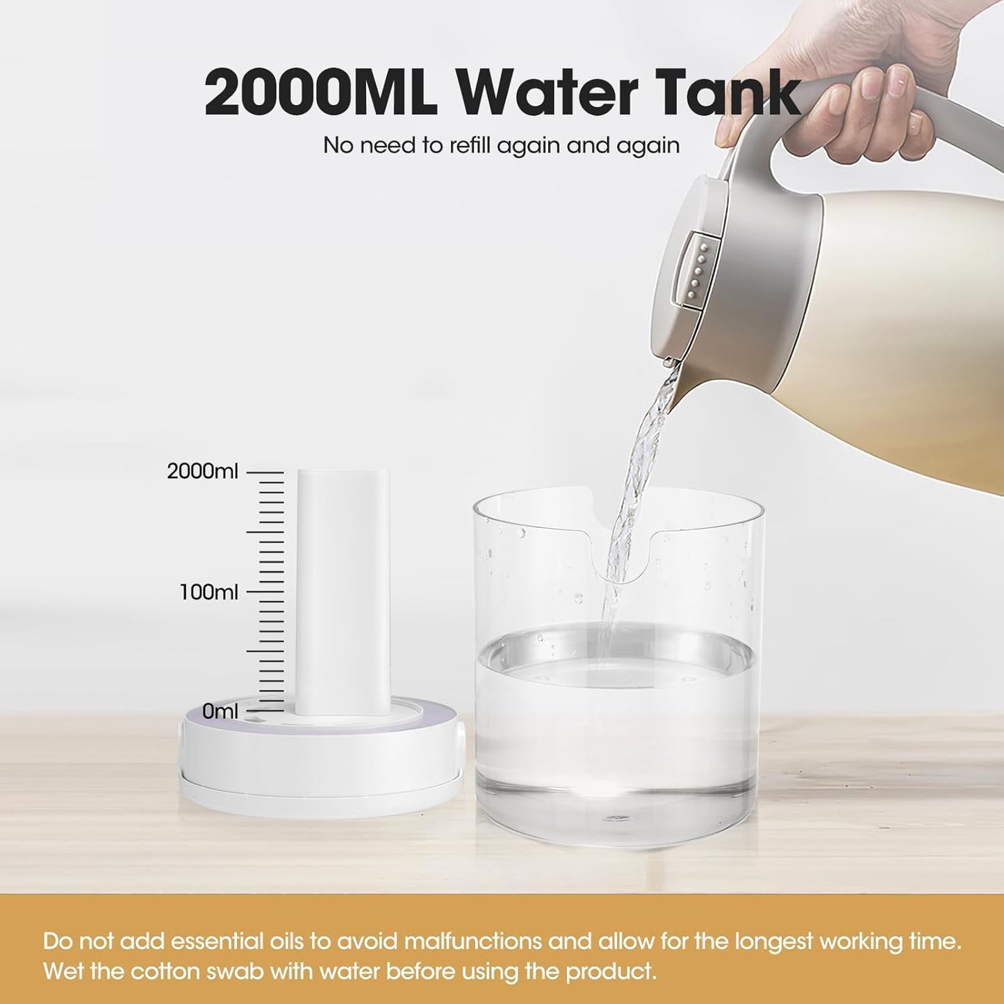 Ultrasonic Humidifier 2L – Dual Spray, Ultra-Quiet, Digital Display &amp; Night Light