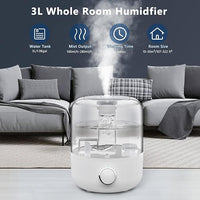Ultrasonic Humidifier 4L with Dual Mist Outlets, Top-Fill Design & Aromatherapy Function