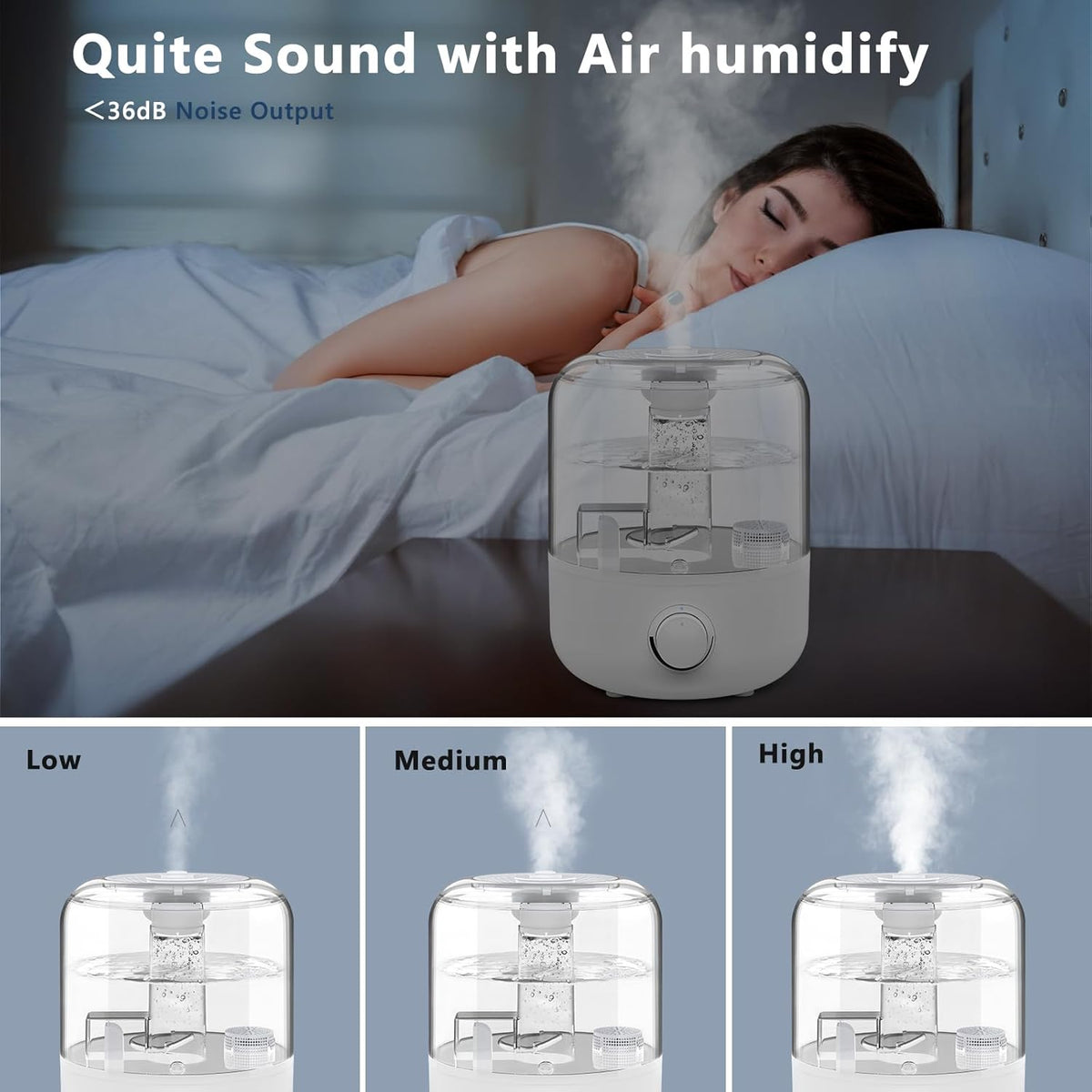 Ultrasonic Humidifier 4L with Dual Mist Outlets, Top-Fill Design & Aromatherapy Function