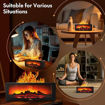 3D Flame Effect Ultrasonic Humidifier with Aromatherapy & Remote Control
