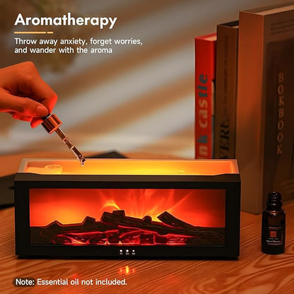 3D Flame Effect Ultrasonic Humidifier with Aromatherapy & Remote Control