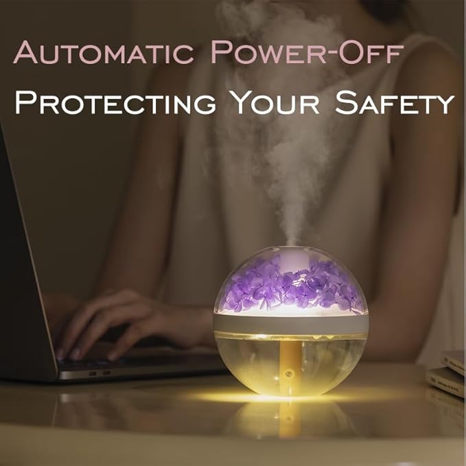 Flower Humidifier – Portable 270ml USB Humidifier with Battery & Mood Light
