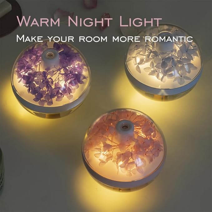 Flower Humidifier – Portable 270ml USB Humidifier with Battery & Mood Light