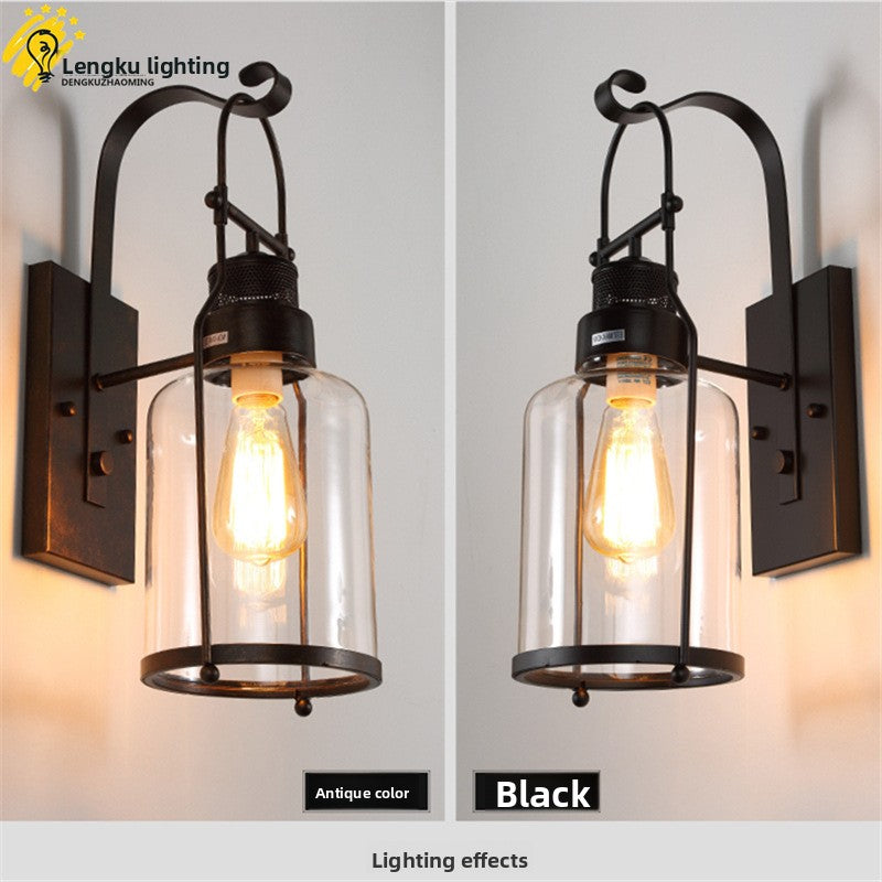 Creative and unique retro industrial style glass wall lamp