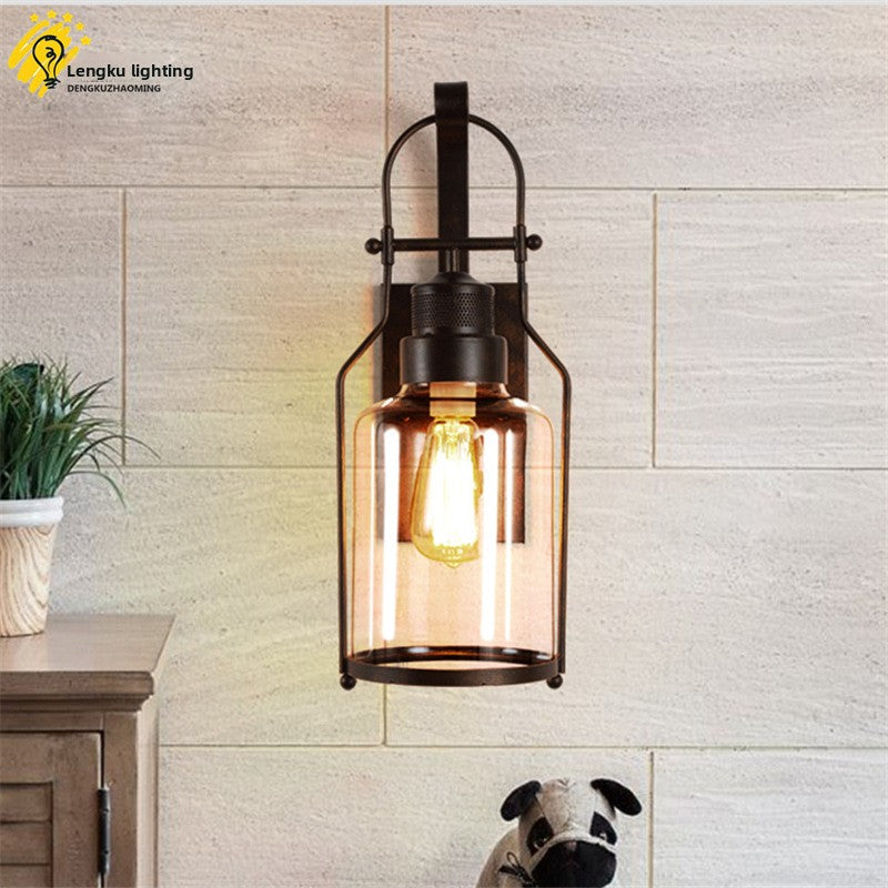 Creative and unique retro industrial style glass wall lamp