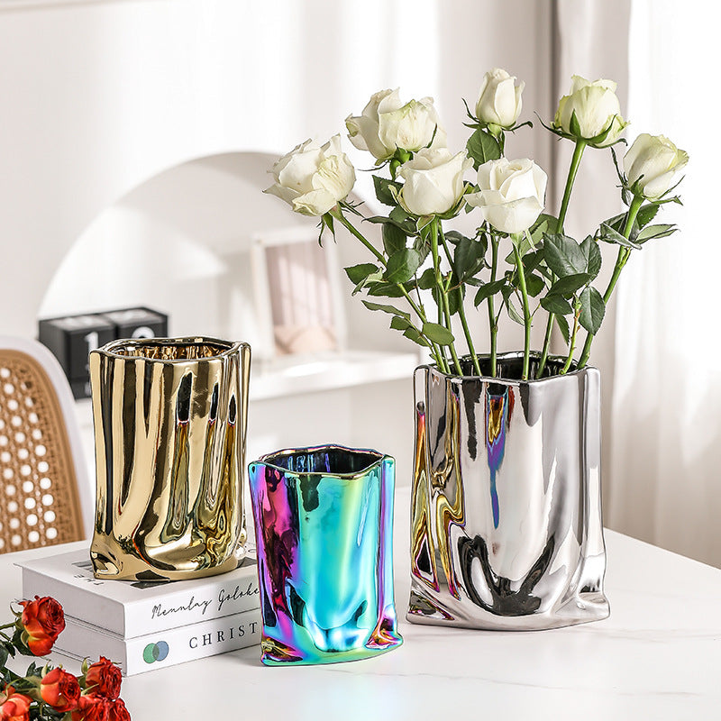 Modern Ceramic Electroplated Vase for Home Decor